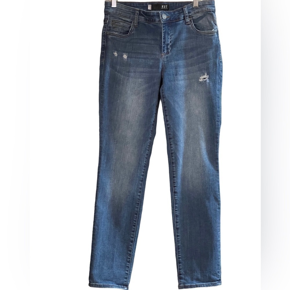 Kut From The Kloth Catherine Boyfriend Distressed Mid Rise Blue Denim Jeans 4